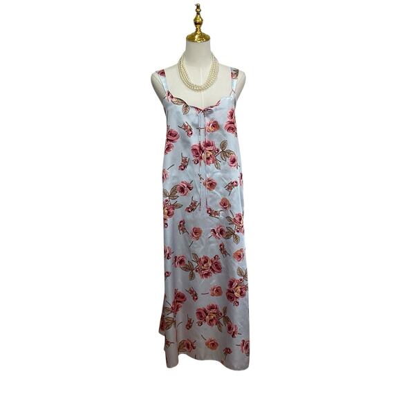 Serenada 2 Pc Blue Floral Satin Nightgown & Robe Sleepwear Set size 2X 22/24 - Picture 9 of 15